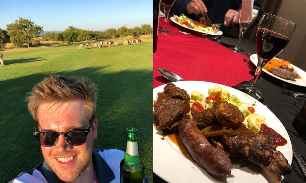 South Africa Specialist Kallam took full advantage of the Braai after working up an appetite on Zebula Golf Course